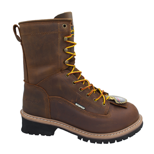 Men's 8" Composite Toe Waterproof Brown Logger - 1020 - Shop Genuine Leather men & women's boots online | AdTecFootWear